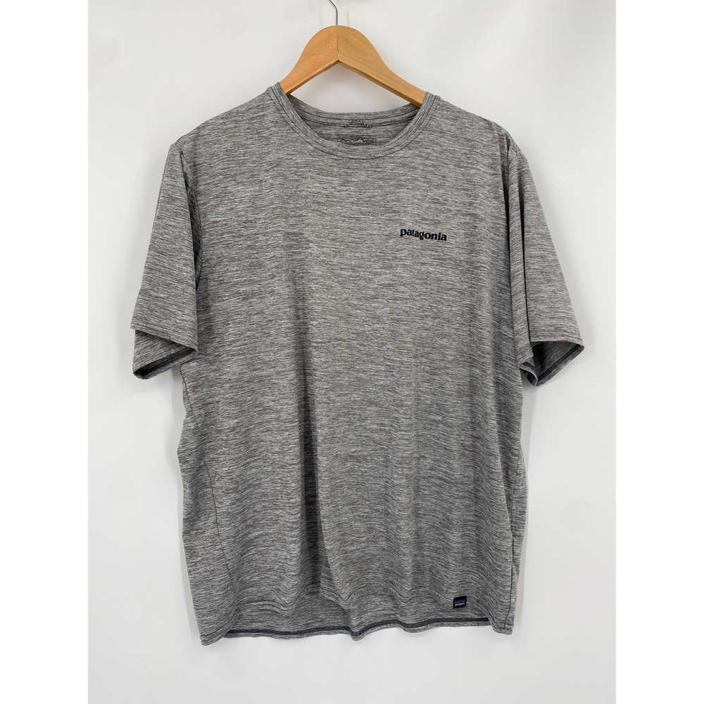 Patagonia Capilene Cool Daily Mens Large Gray Fitz Roy Trout Graphic T-Shirt